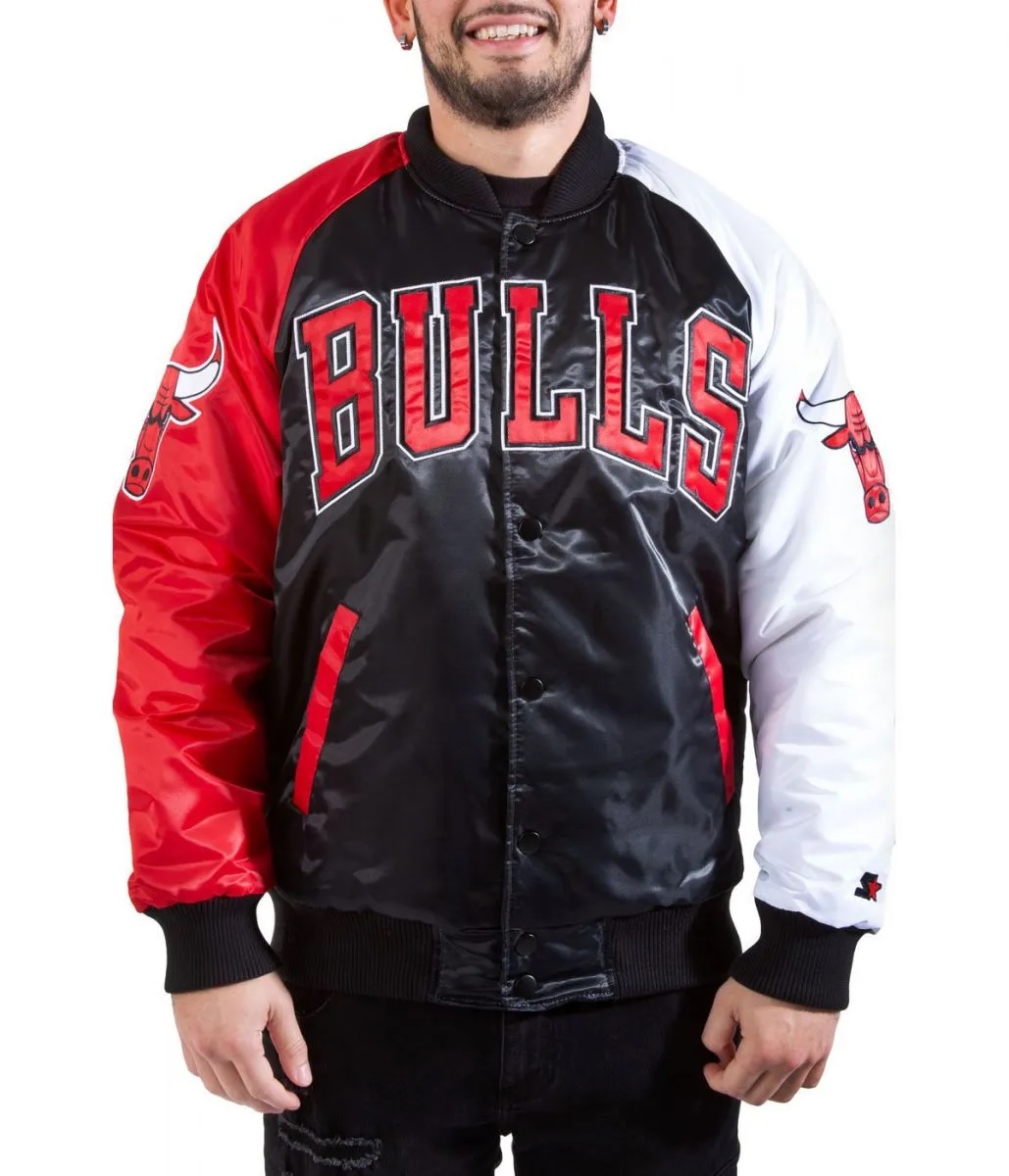 Tri-Color Chicago Bulls Varsity Satin Jacket
