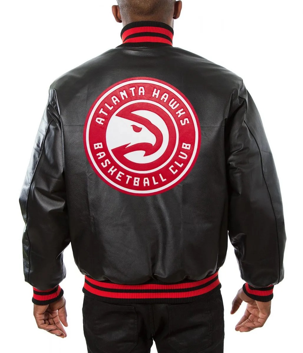 Varsity Atlanta Hawks Black Leather Jacket