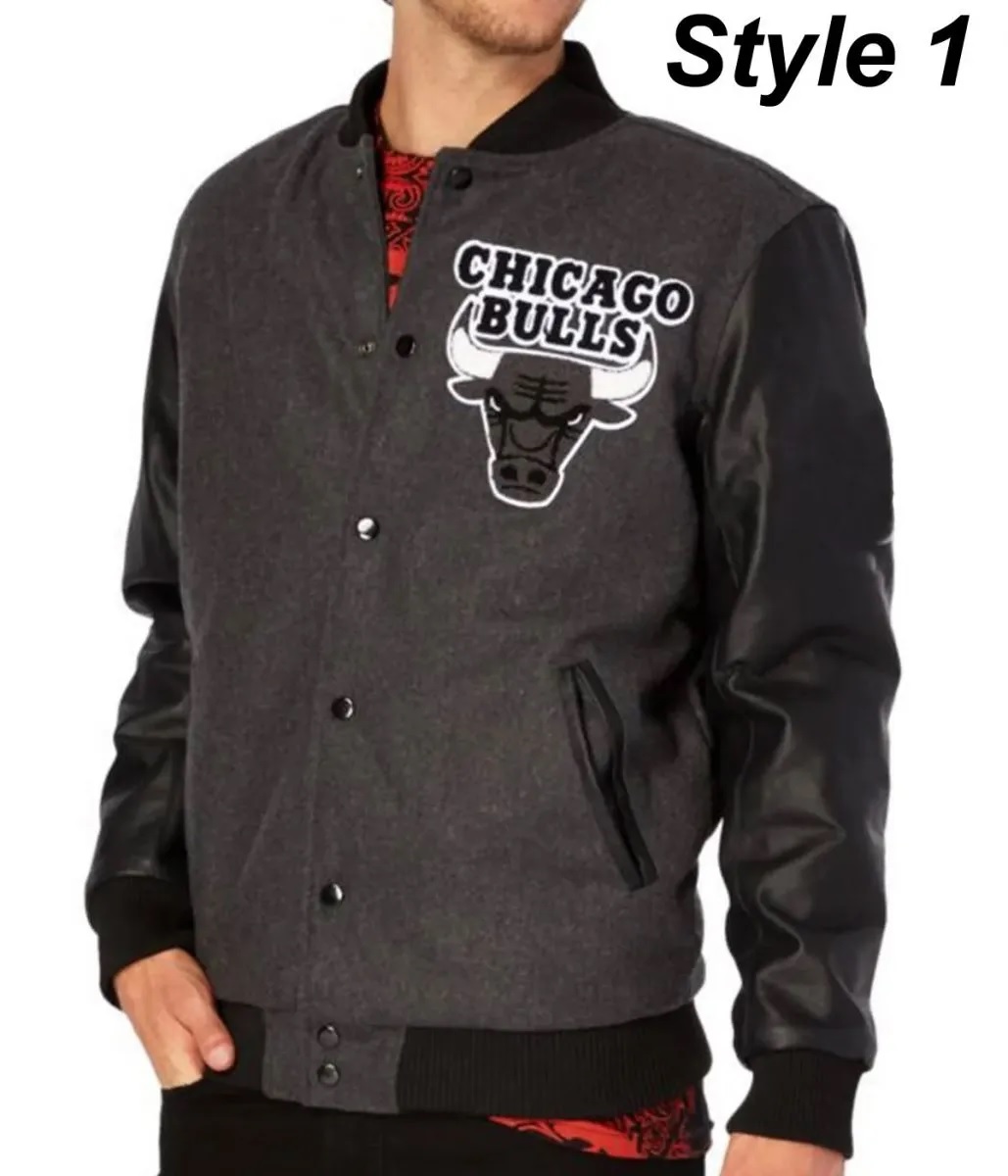 Varsity Bulls Black and Grey Jacket