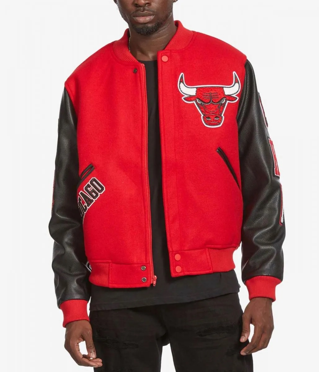 Varsity Chicago Bulls Black and Red Jacket