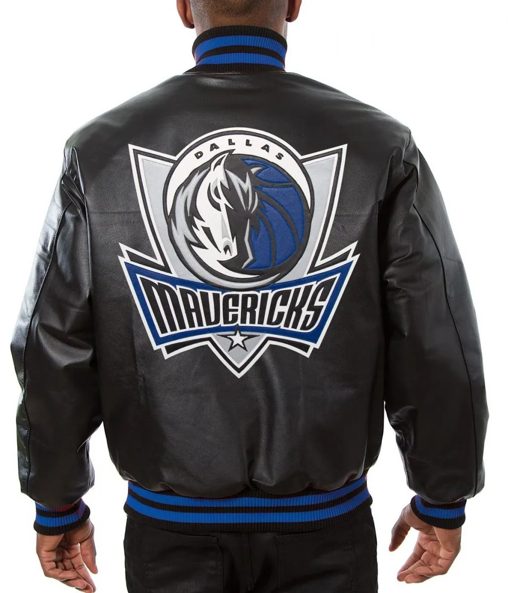 Varsity Dallas Mavericks Black Leather Jacket