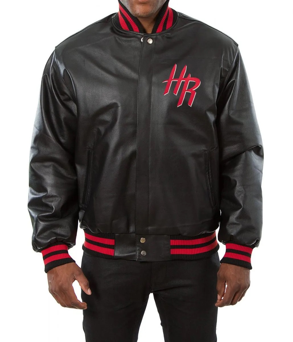 Varsity Houston Rockets Black Leather Jacket