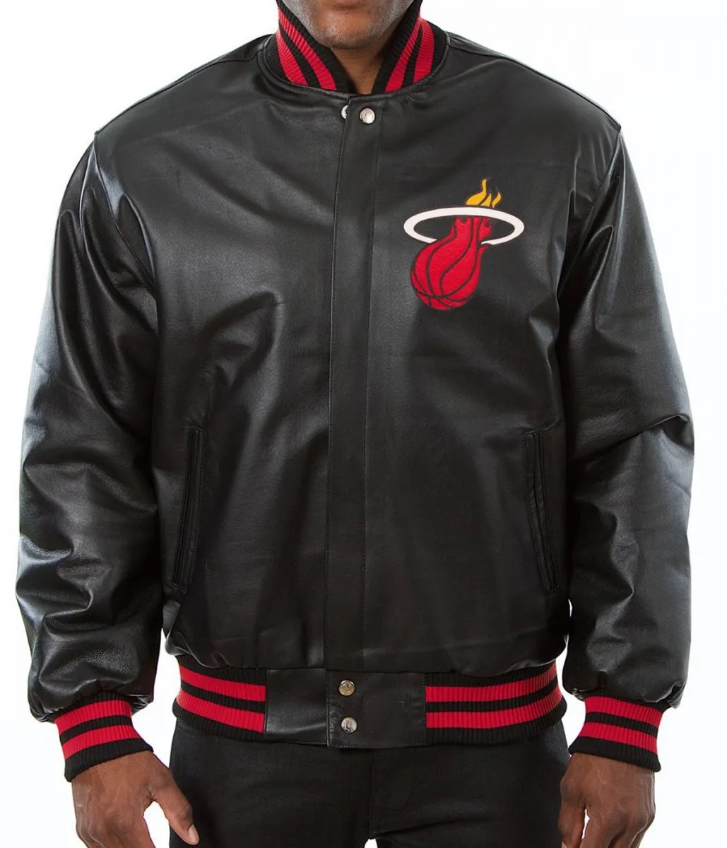 Varsity Miami Heat Black Leather Jacket