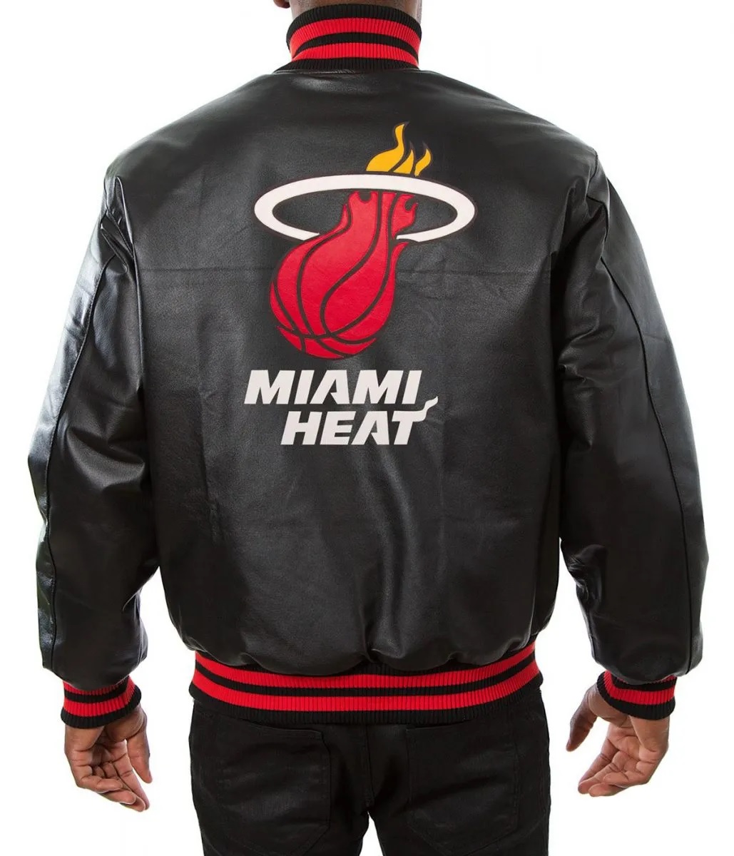 Varsity Miami Heat Black Leather Jacket