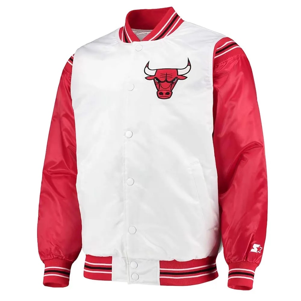 White,ed Chicago Bulls Renegade Varsity Satin Jacket