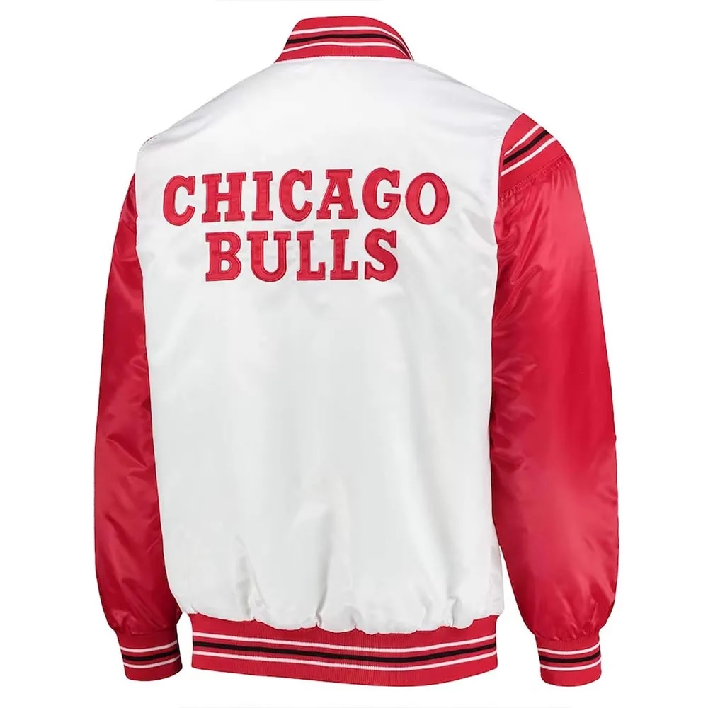 White,ed Chicago Bulls Renegade Varsity Satin Jacket