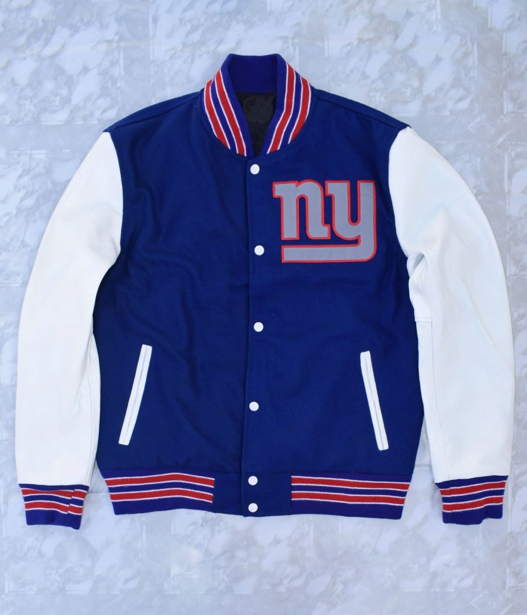 New York Giants Blue and White Letterman Jacket