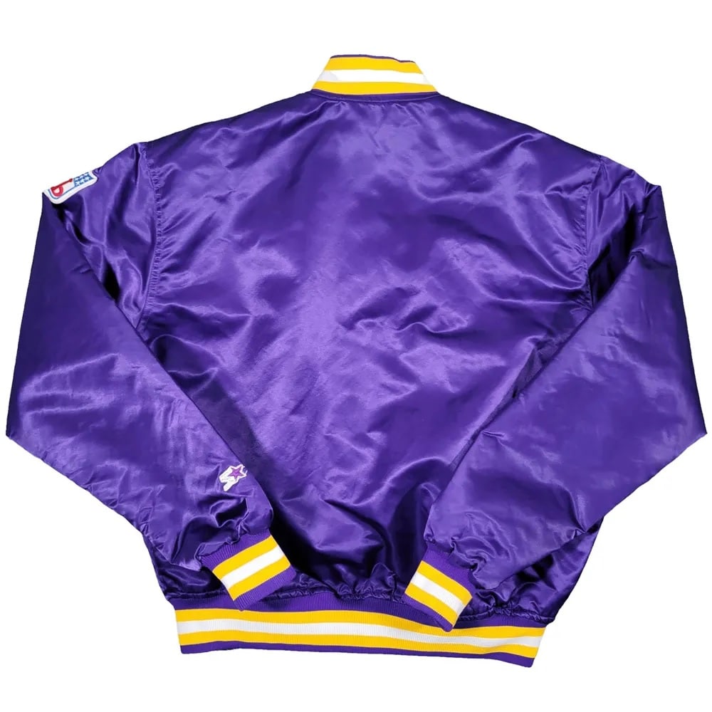 90s Minnesota Vikings Purple Bomber Satin Jacket