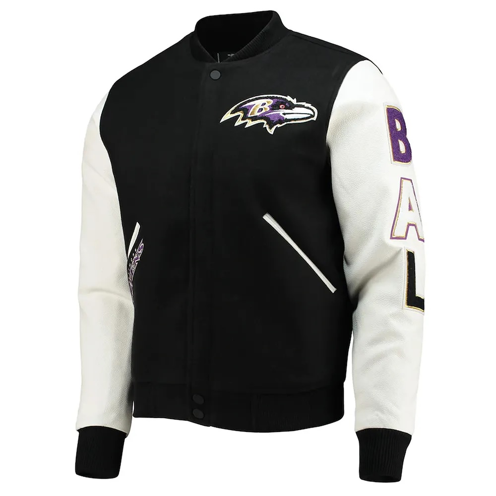 Baltimore Ravens Logo Black and White Varsity Jacket