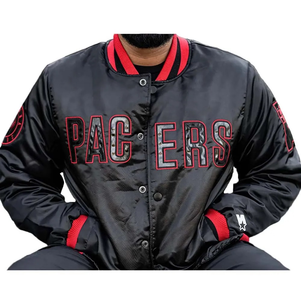 Black Indiana Pacers Satin Jacket