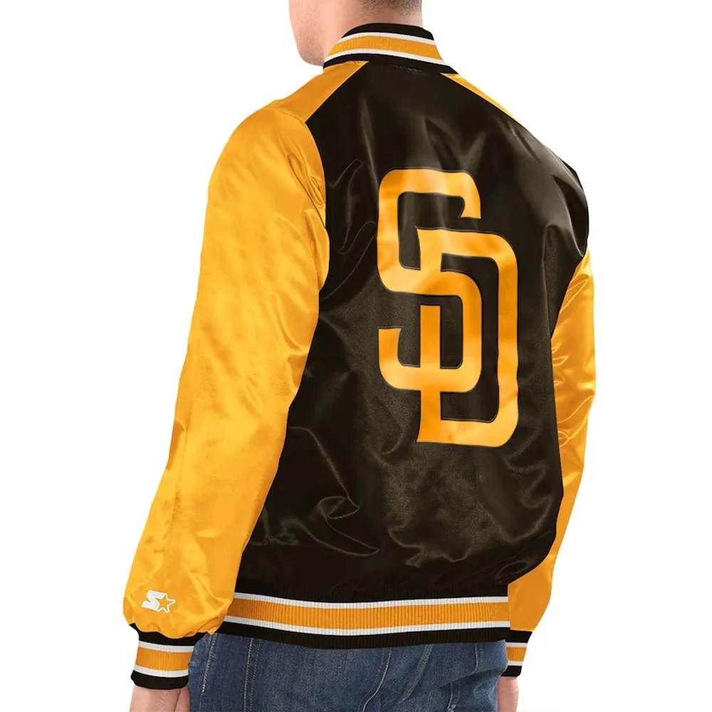 Brown and Gold San Diego Padres Renegade Varsity Satin Jacket