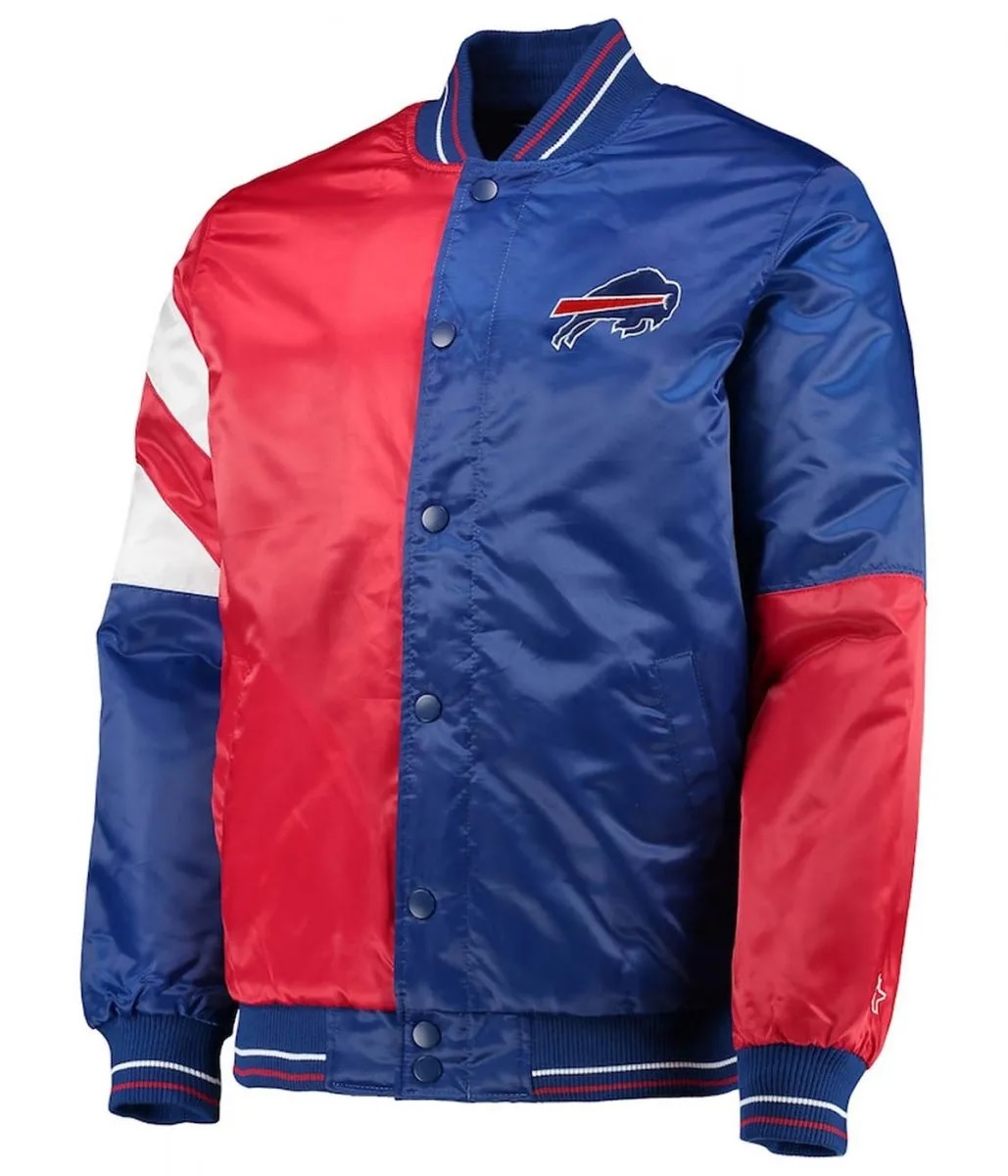 Buffalo Bills Leader Full-Snap Blue and Red Satin Jacket