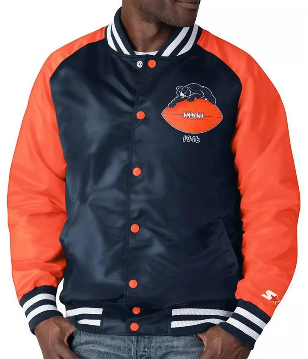 Chicago Bears Clean Up Throwback Satin Full-Snap Jacket