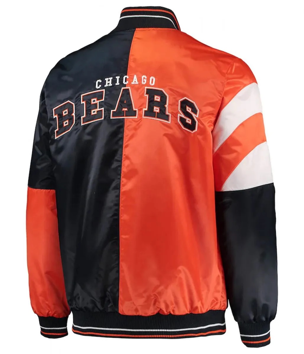 Chicago Bears Leader Navy Orange Full-Snap Satin Jacket