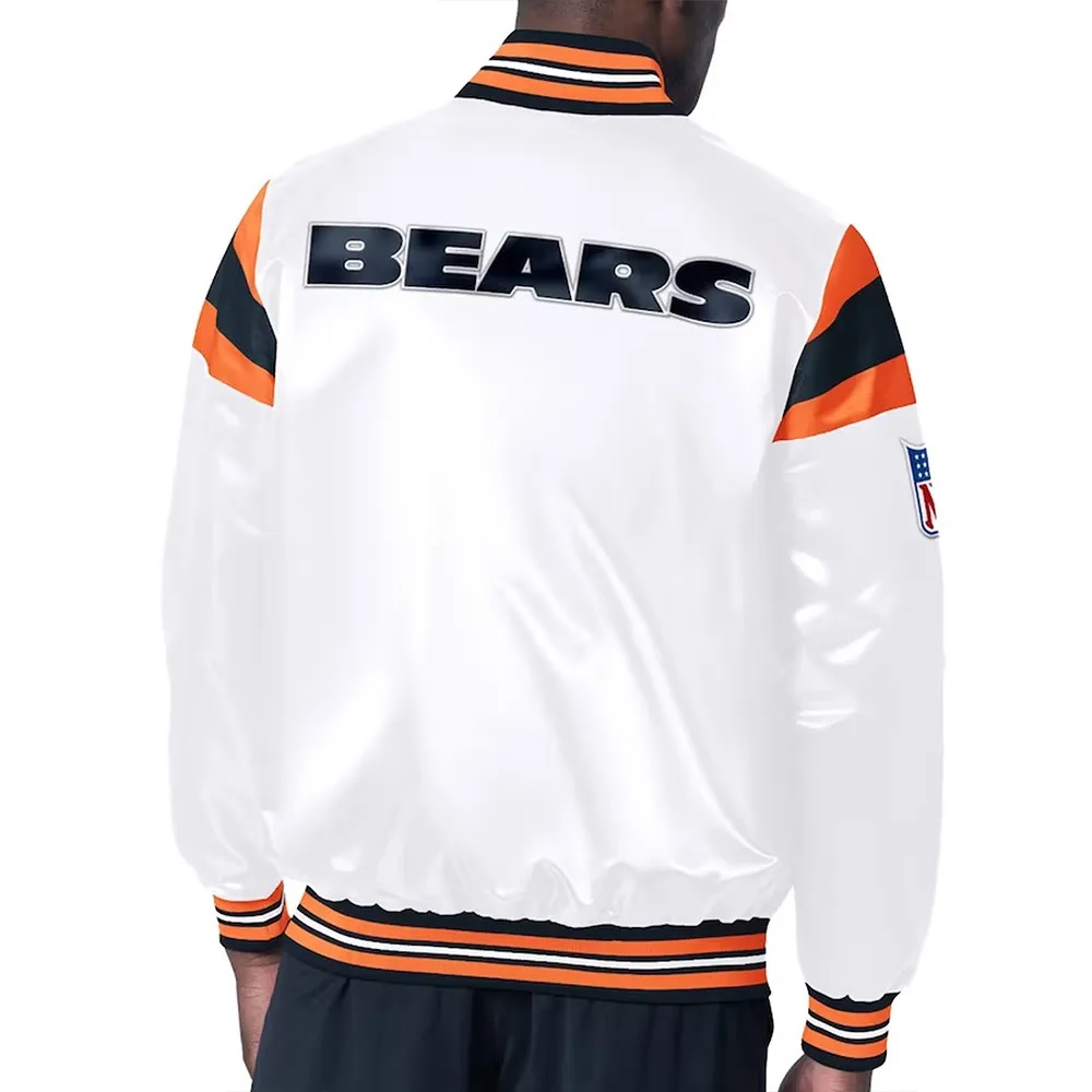 Chicago Bears Midweight White Satin Jacket