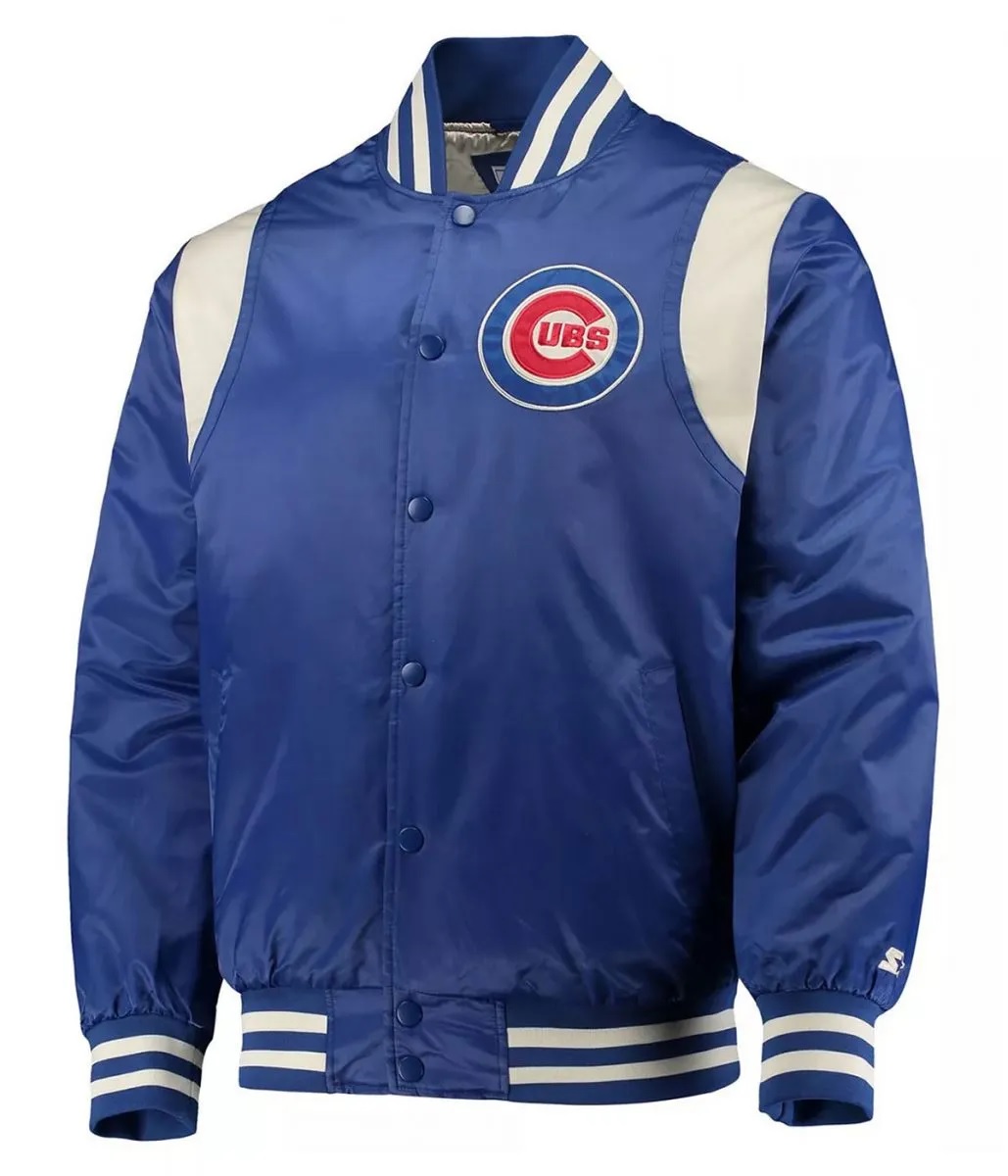 Chicago Cubs Full-Snap Royal Cream Satin Jacket