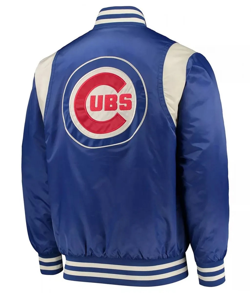 Chicago Cubs Full-Snap Royal Cream Satin Jacket