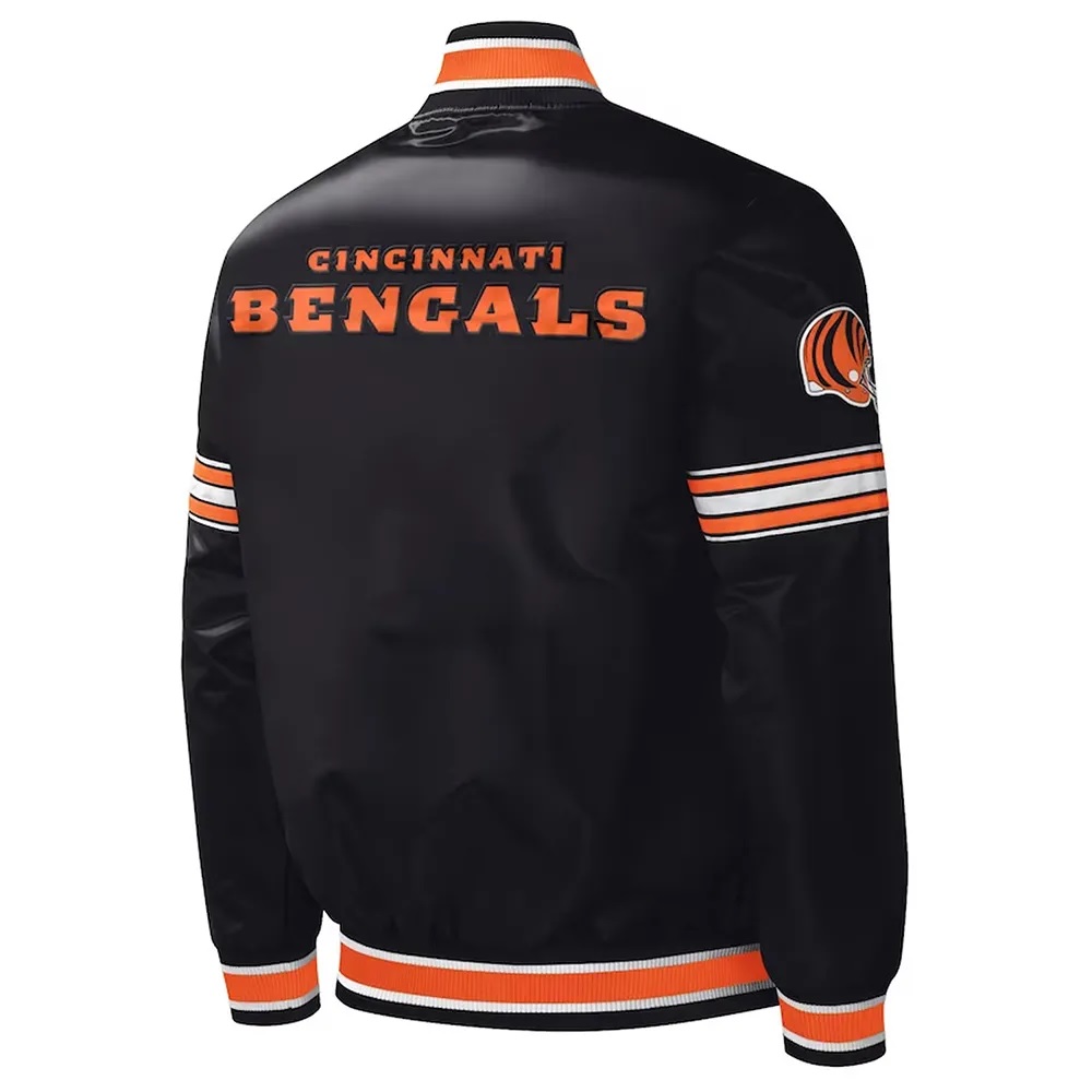 Cincinnati Bengals Midfield Black Varsity Satin Jacket