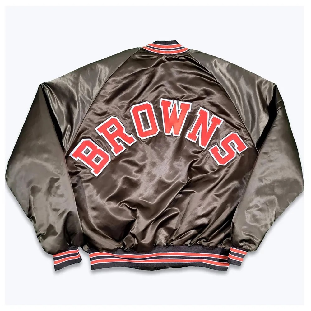 Cleveland Browns 80s Brown Bomber Satin Jacket