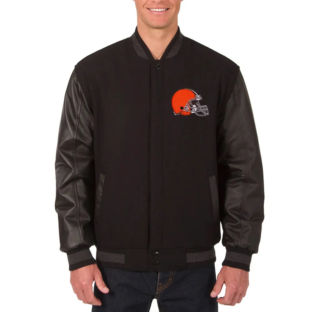 Cleveland Browns Black Varsity Wool/Leather Jacket
