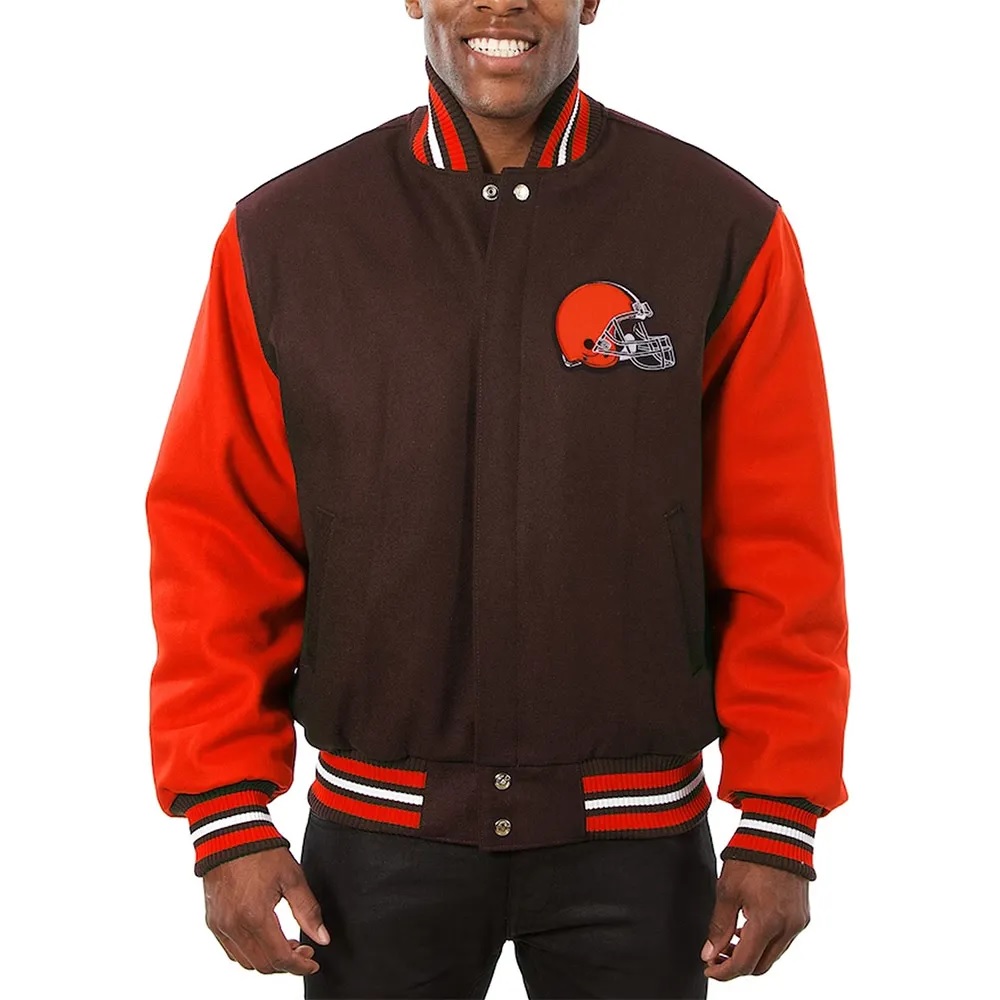 Cleveland Browns Brown and Orange Varsity Wool Jacket