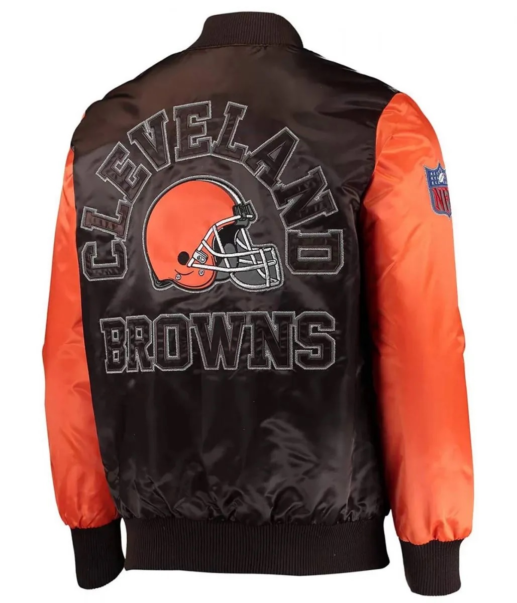 Cleveland Browns Locker Room Throwback Brown and Orange Satin Jacket