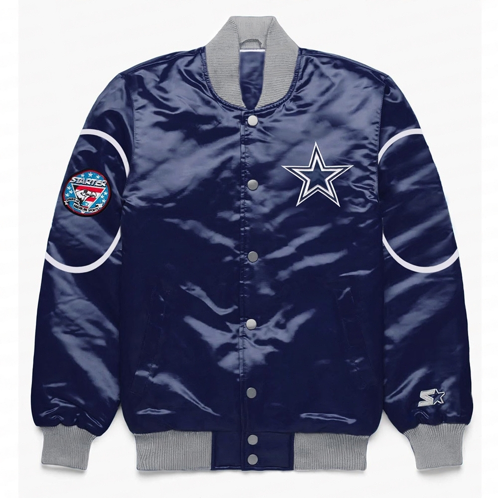 Dallas Cowboys Blue Bomber Snap-Front Jacket