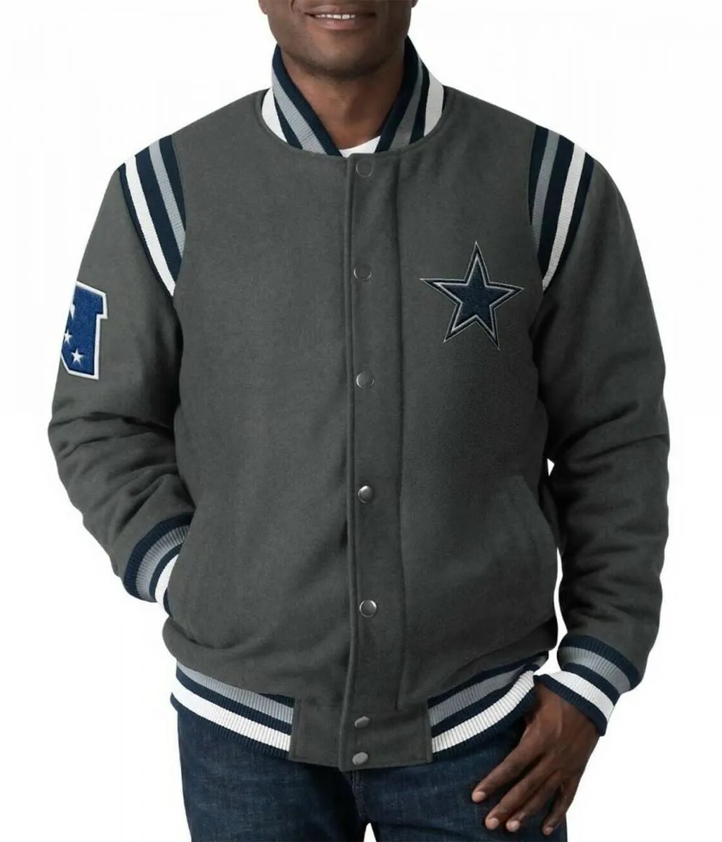 Dallas Cowboys Gray Varsity Wool Jacket