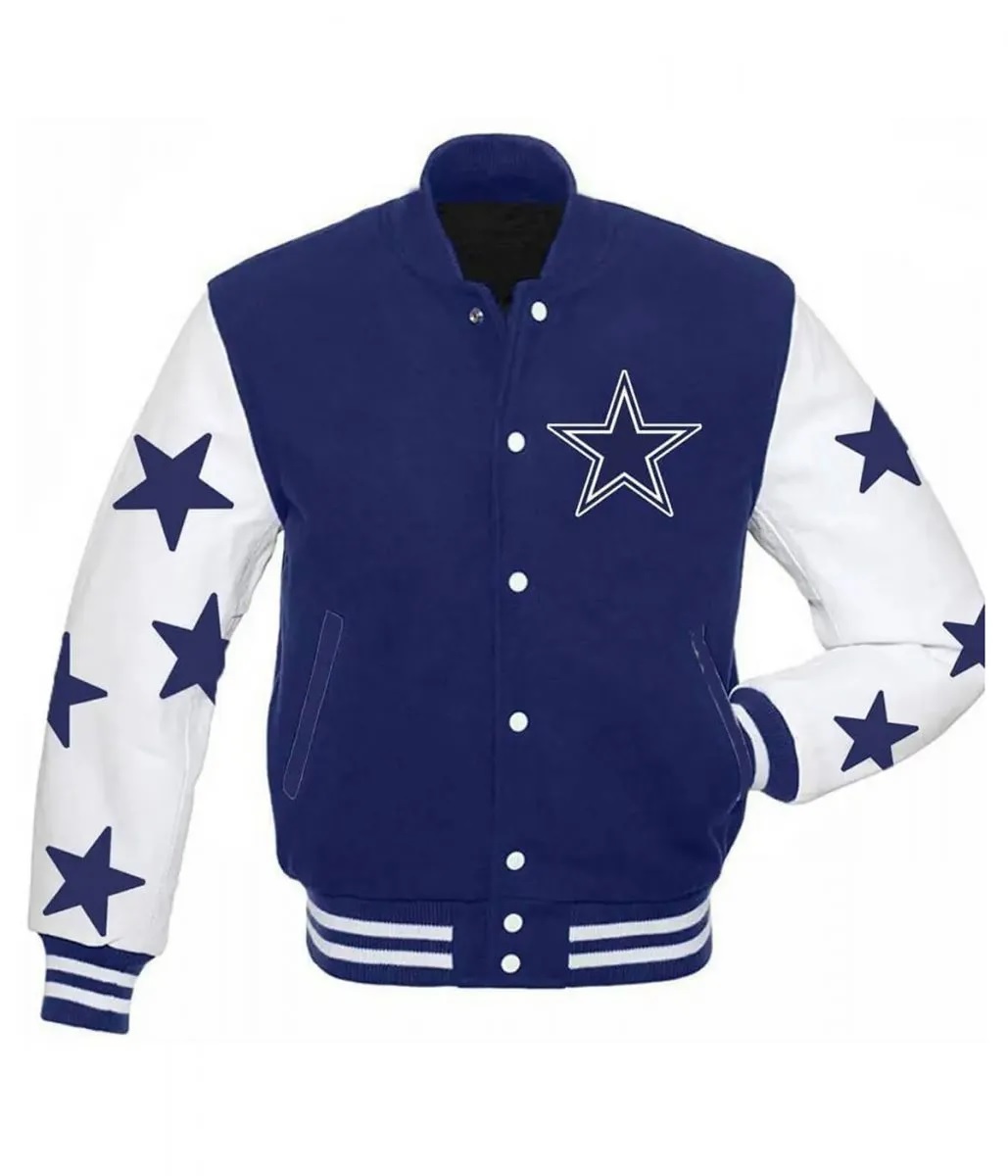 Dallas Cowboys Stars Varsity Royal Blue and White Jacket