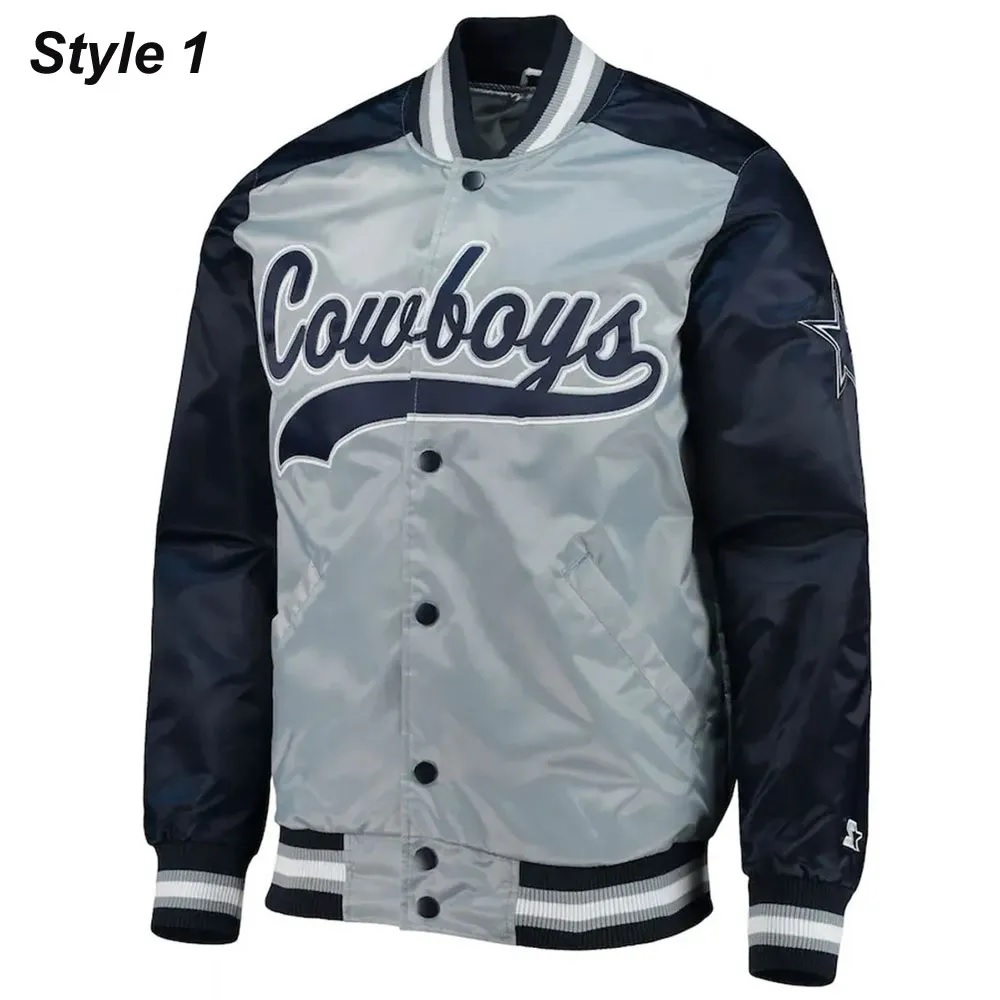Dallas Cowboys The Tradition II Satin Blue and Grey Jacket