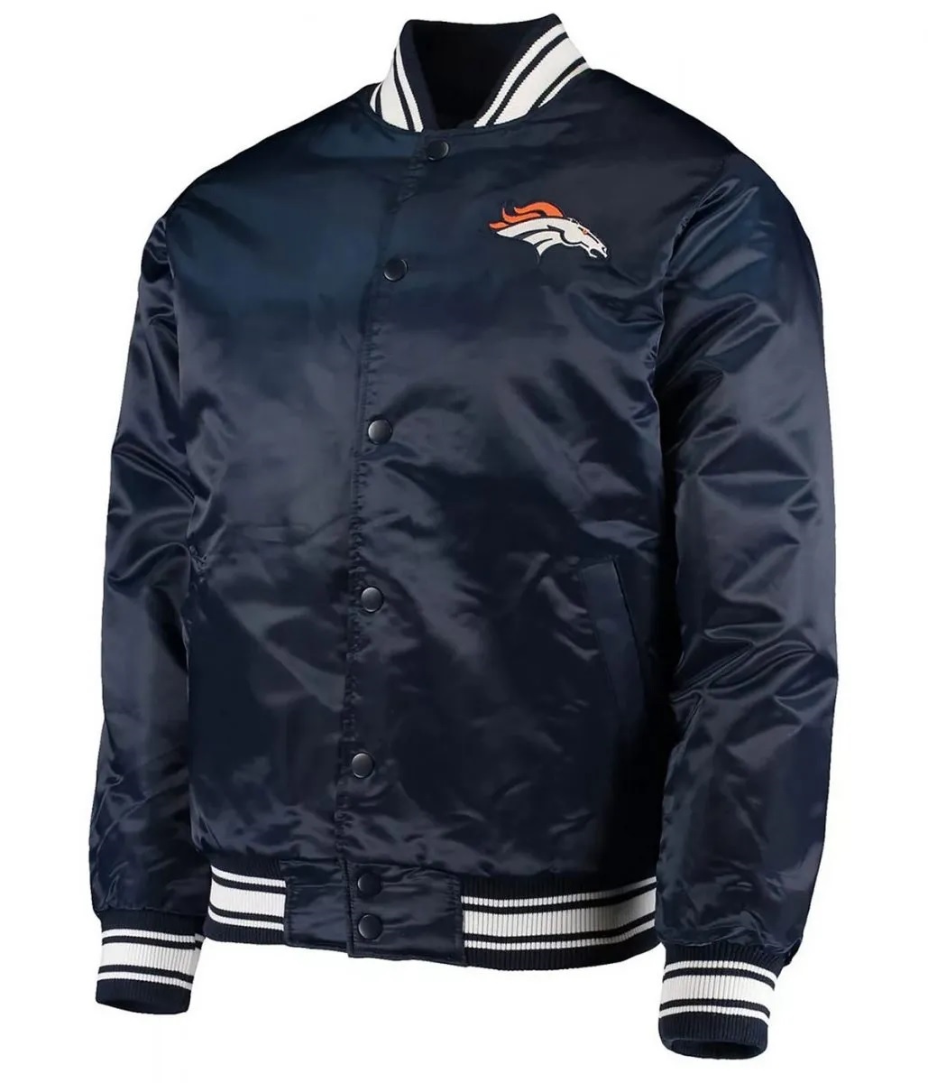 Denver Broncos Locker Room Navy Blue Full-Snap Satin Jacket