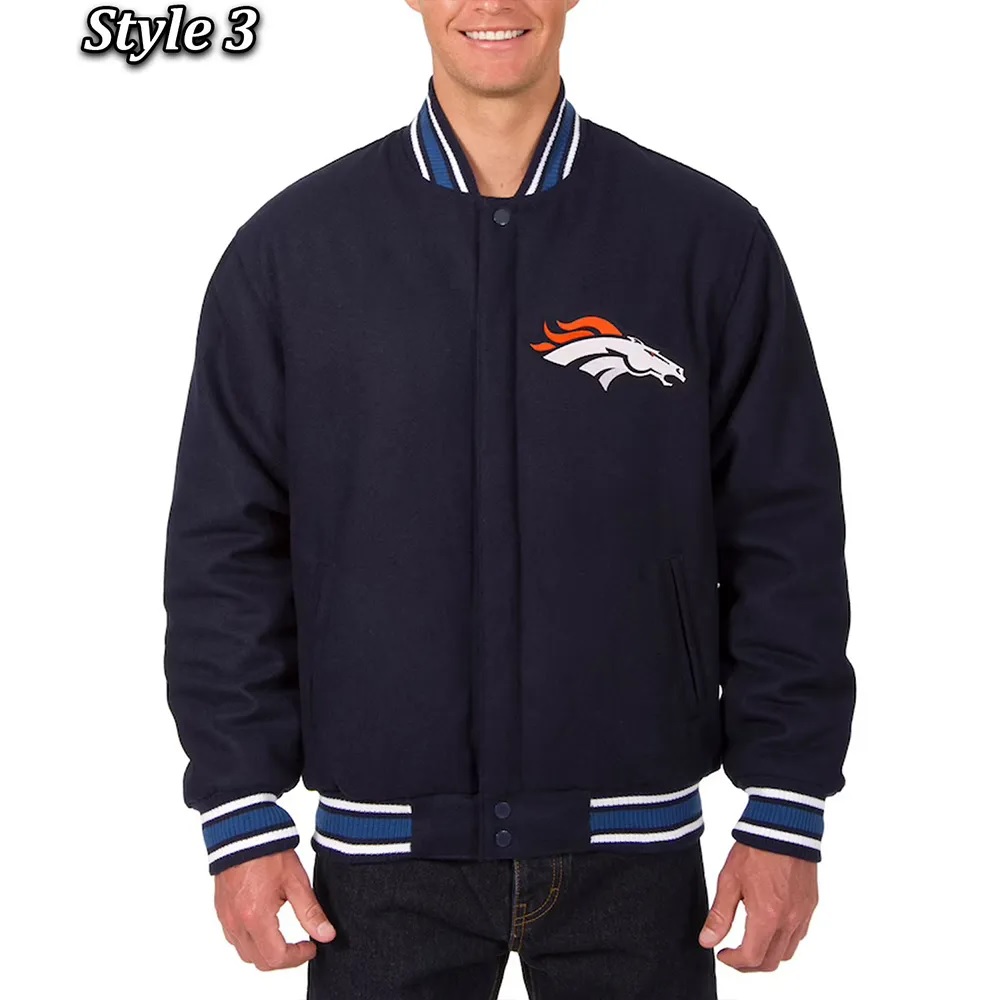 Denver Broncos Wool Varsity Blue Jacket