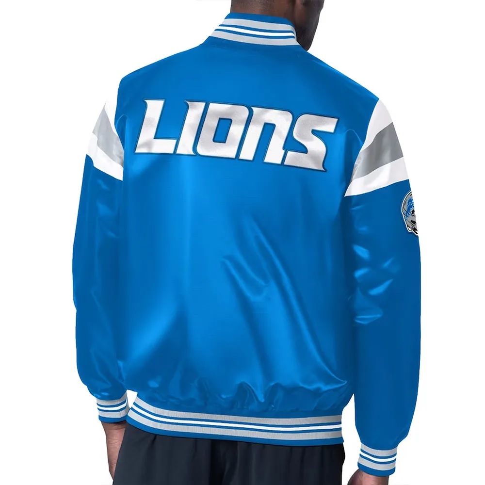 Detroit Lions Midweight Blue Satin Jacket