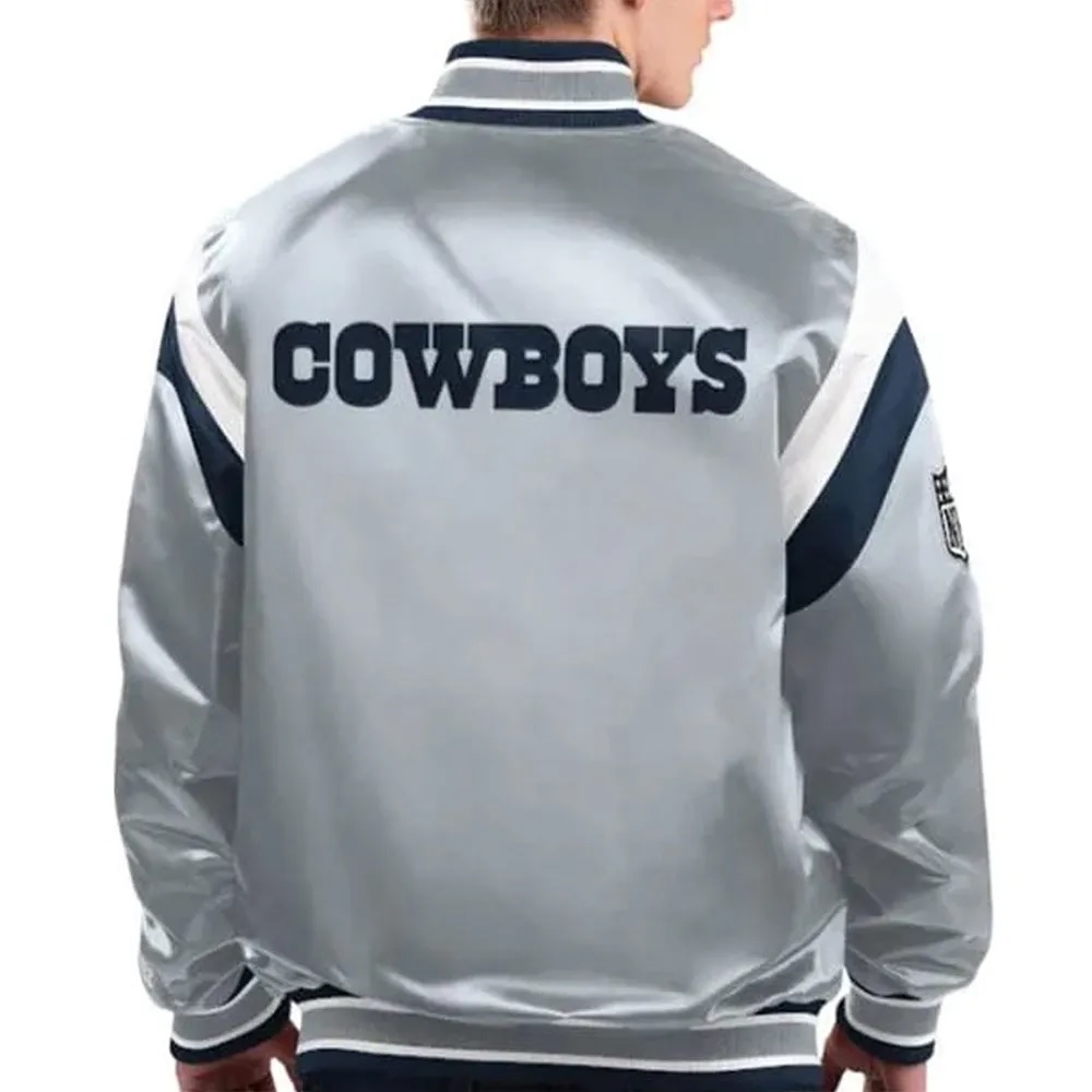 Gray Dallas Cowboys Shutout Satin Jacket