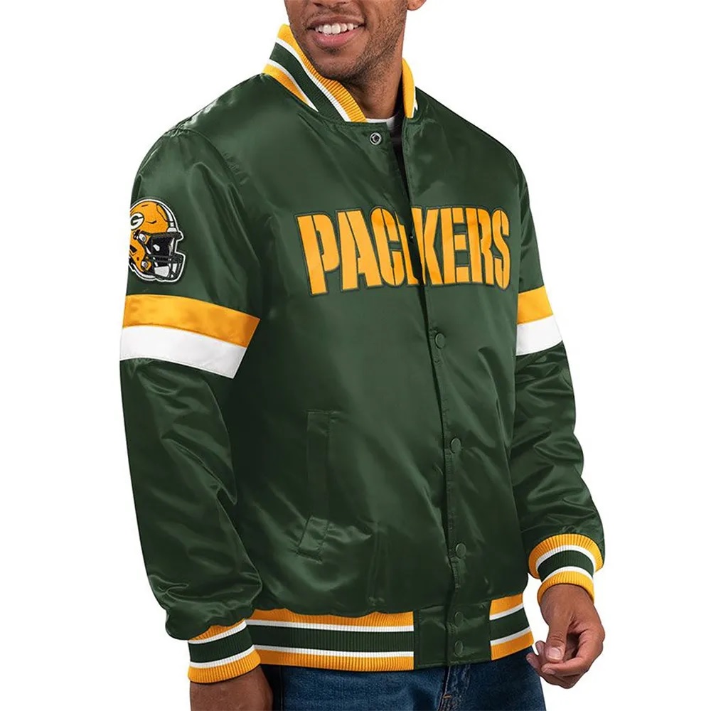 Green Bay Packers Home Game Green Satin Jacket