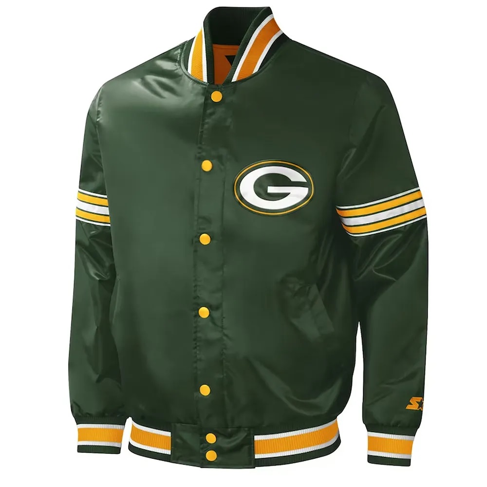 Green Bay Packers Midfield Varsity Green Satin Jacket