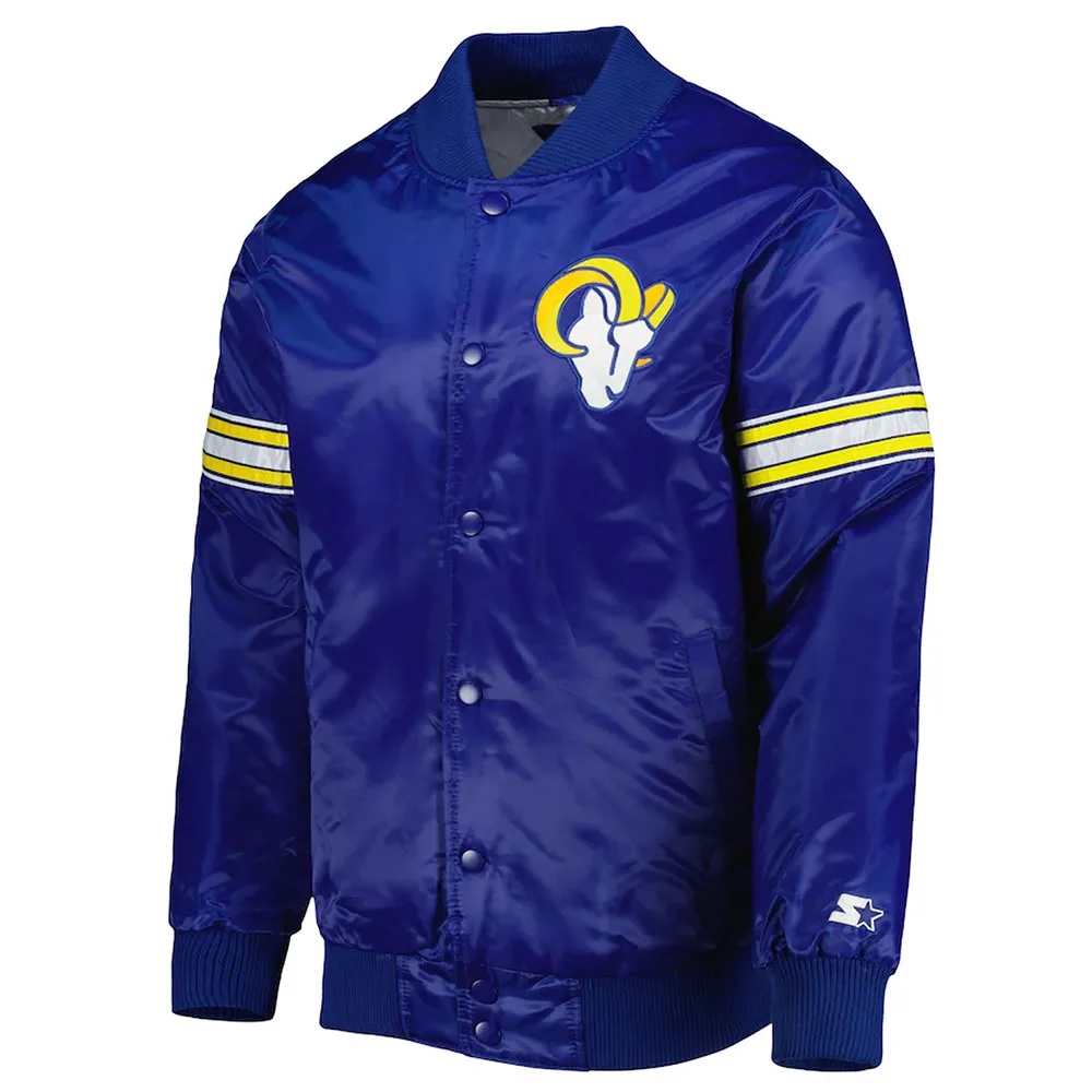 LA Rams Pick and Roll Blue Satin Jacket