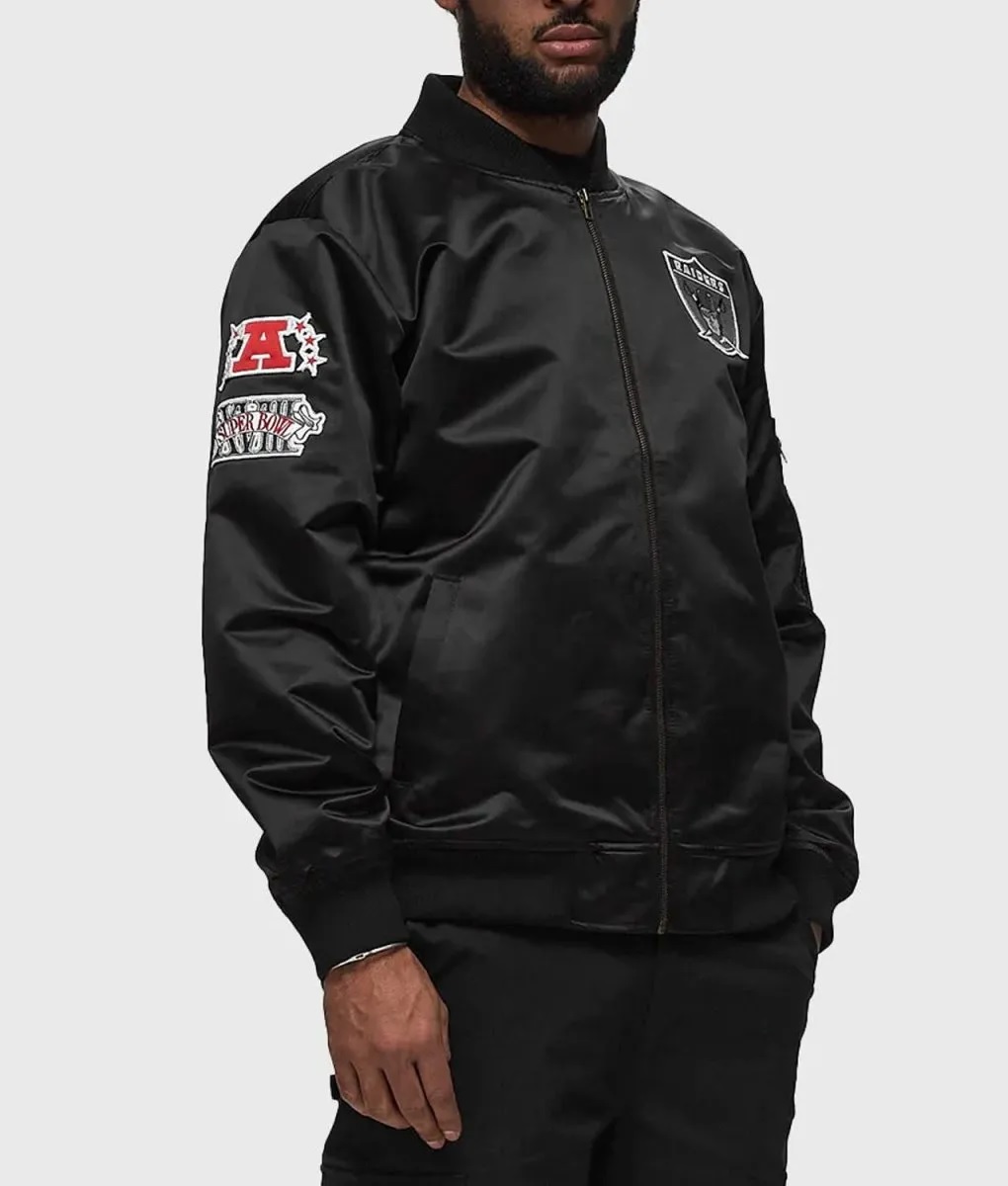 Las Vegas Raiders Bomber Black Lightweight Satin Jacket