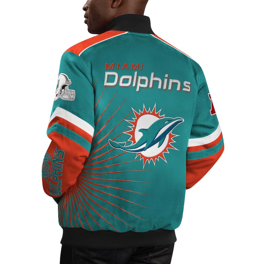 Men's G-III Sports Aqua Miami Dolphins Full-Snap Varsity Jacket