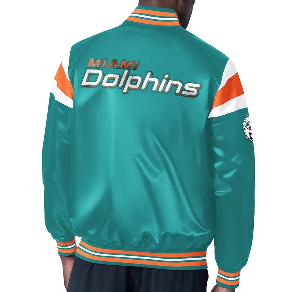 Miami Dolphins Midweight Aqua Satin Jacket