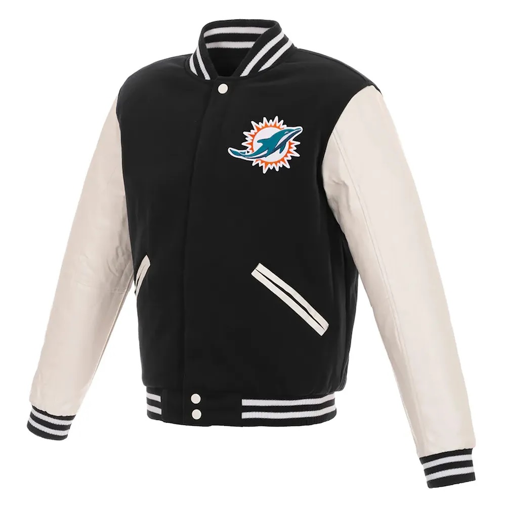Miami Dolphins Varsity Black and White Jacket