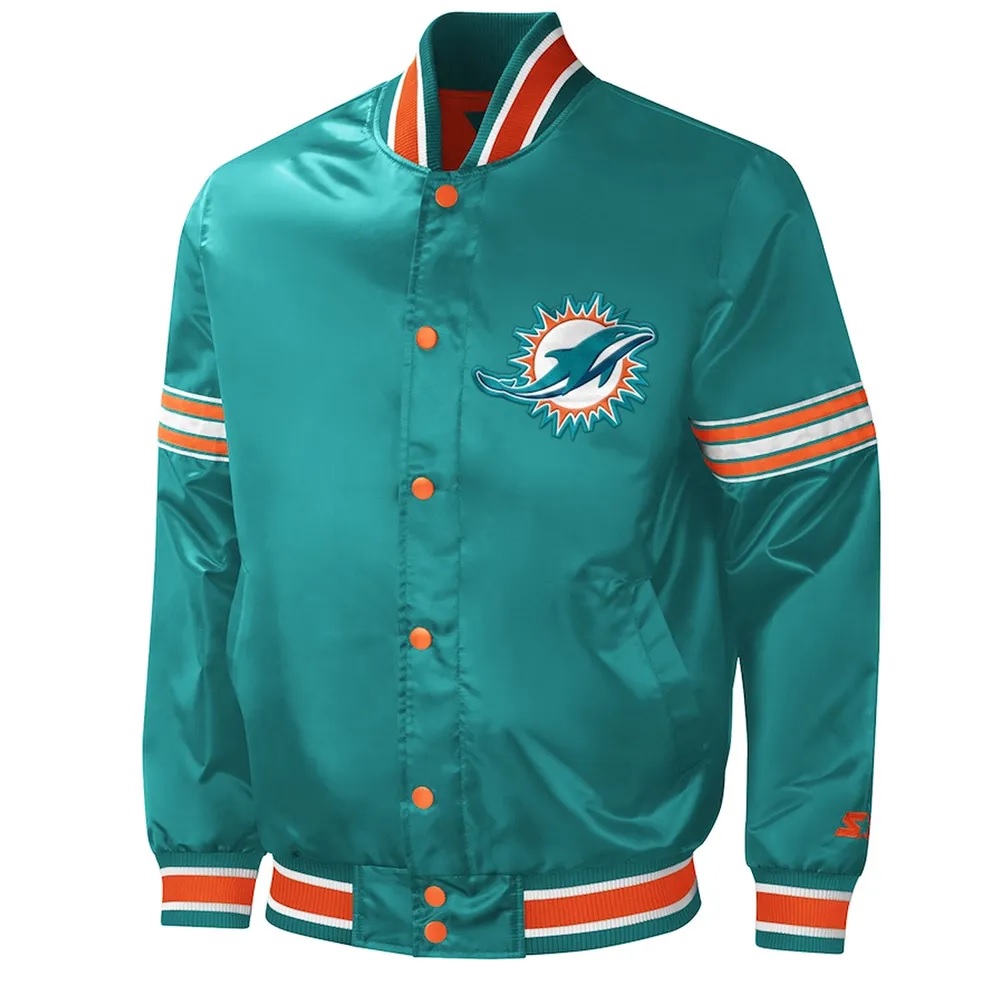Midfield Miami Dolphins Aqua Varsity Satin Jacket