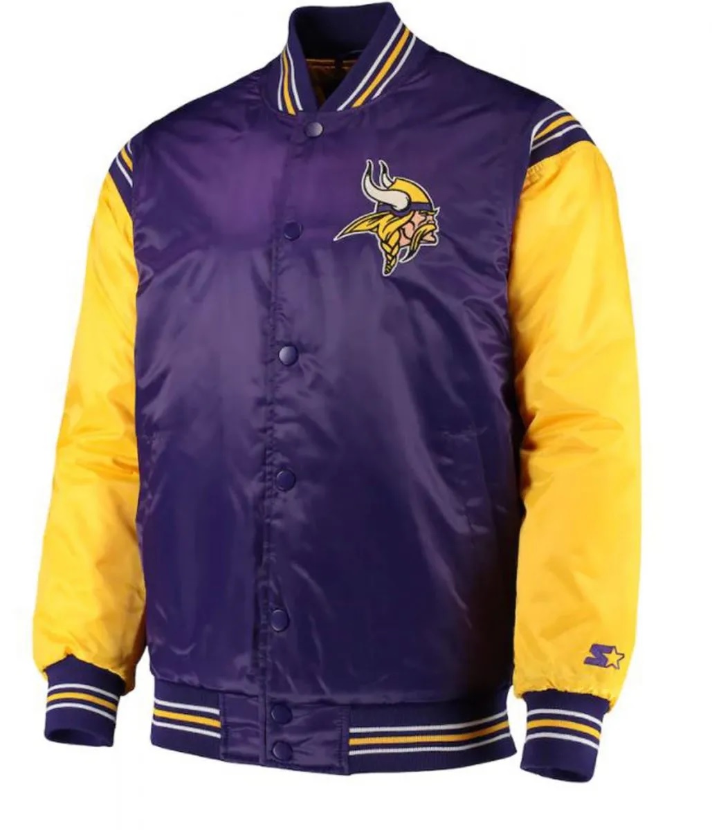 Minnesota Vikings Starter Satin Purple and Yellow Jacket