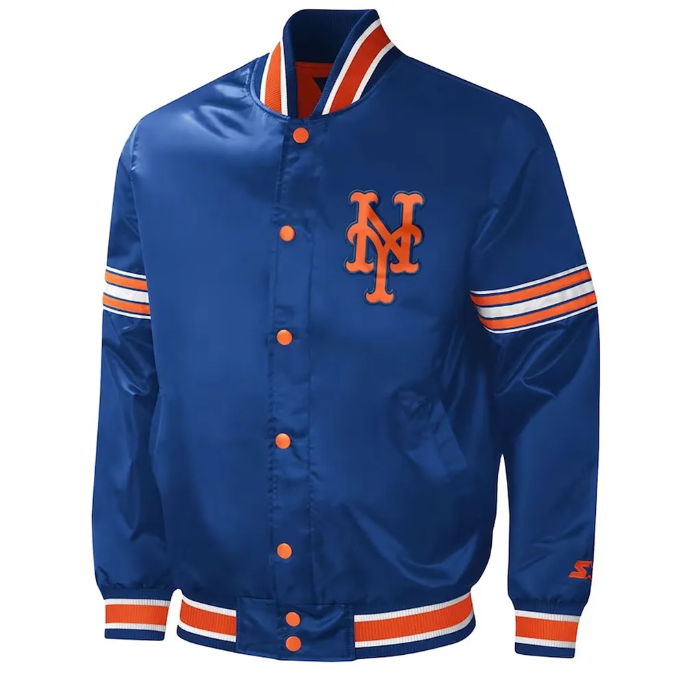 NY Mets Midfield Royal and Orange Satin Jacket