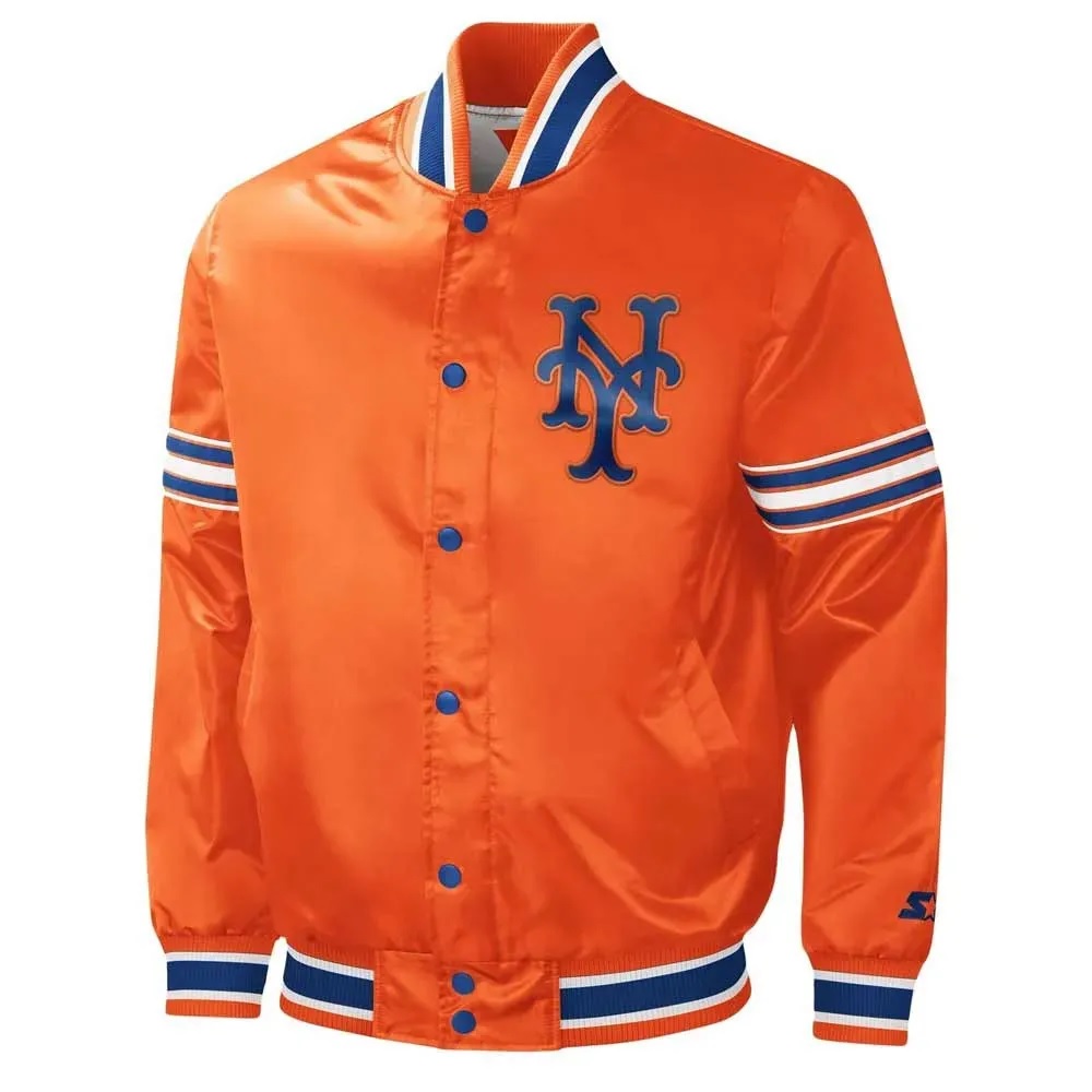 NY Mets Midfield Royal and Orange Satin Jacket