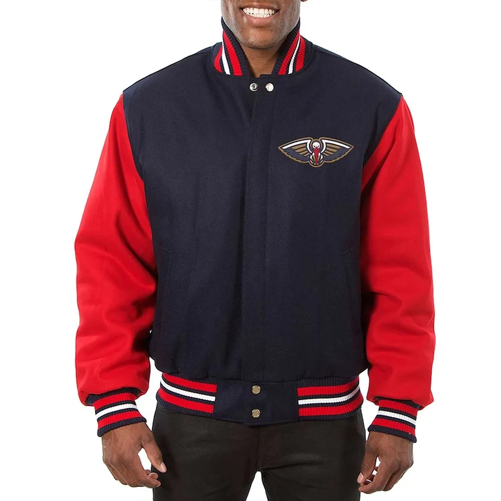 Navy and Red New Orleans Pelicans Varsity Jacket