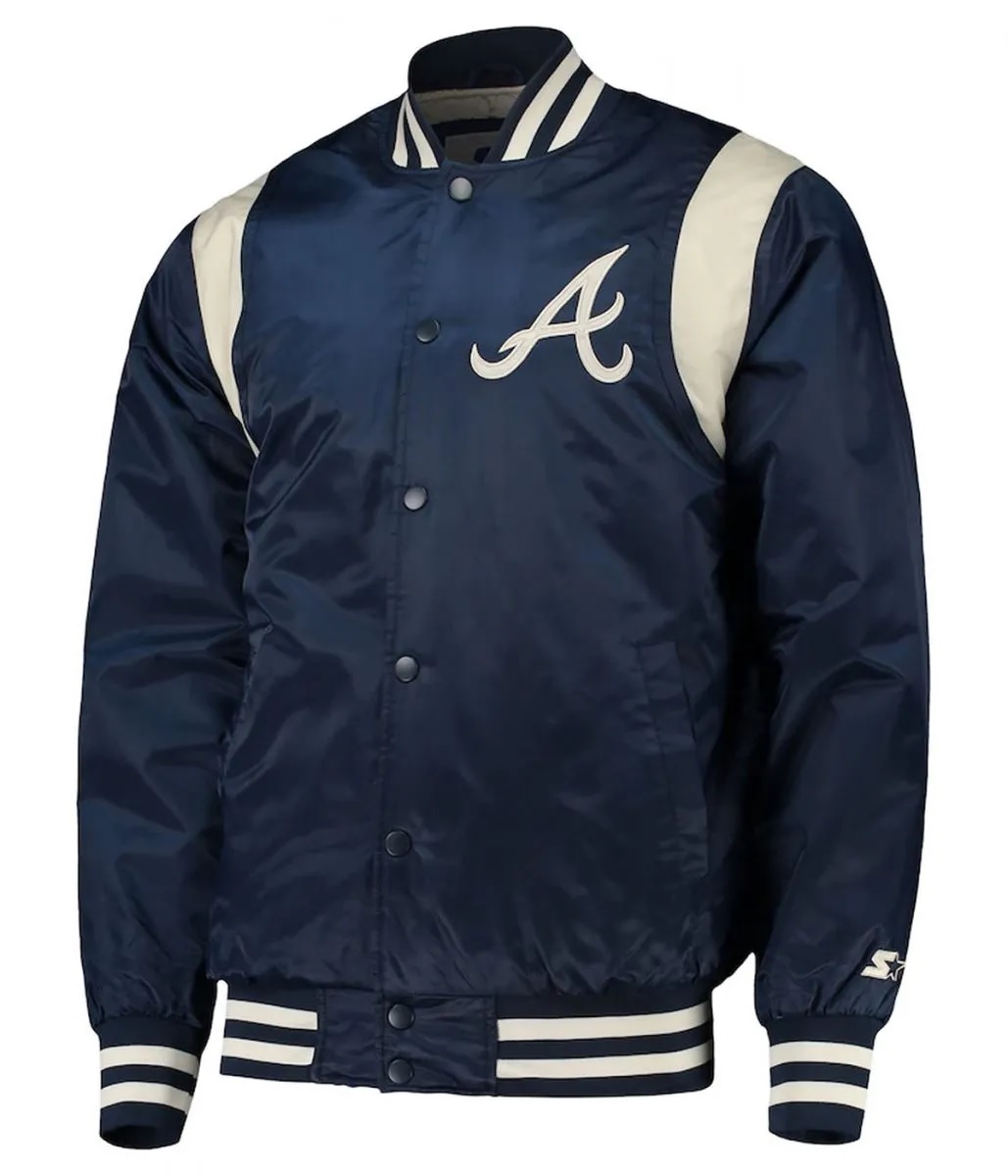 Navy and White Atlanta Braves Full-Snap Jacket