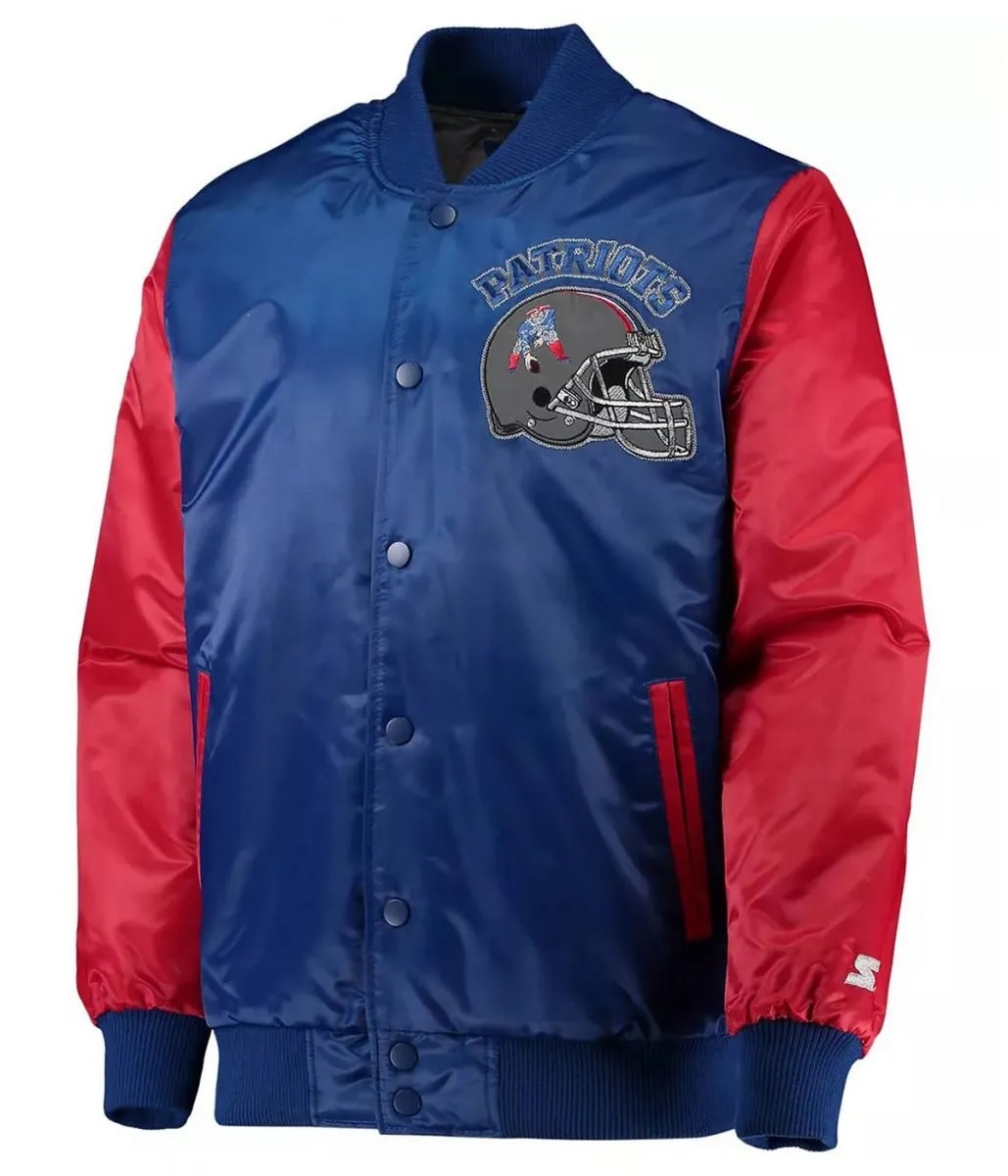 New England Patriots Locker Room Throwback Red and Blue Jacket