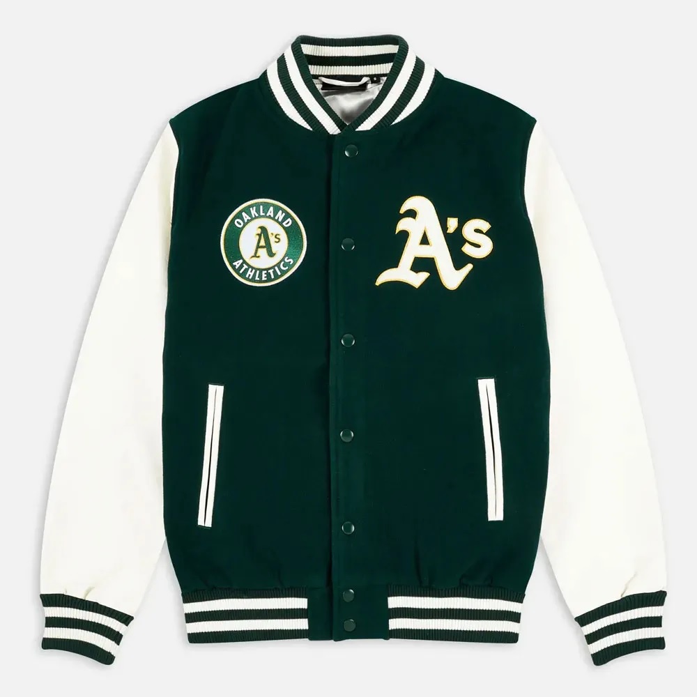 Oakland Athletics Green and White Varsity Jacket