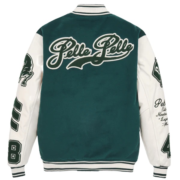 Pelle Pelle Green And White Varsity Jacket